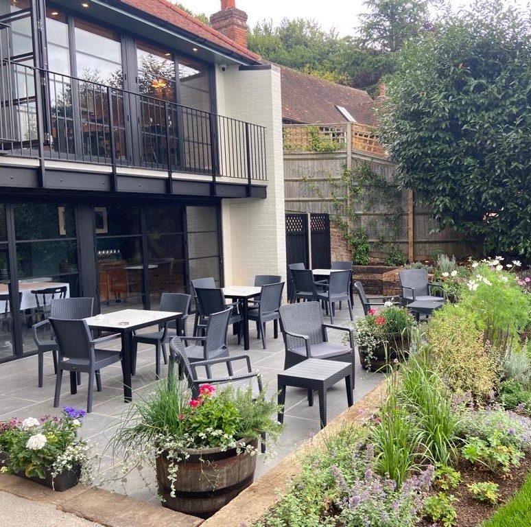 Outdoor area at The Kings Head - One of the best pubs in Surrey Hills UK